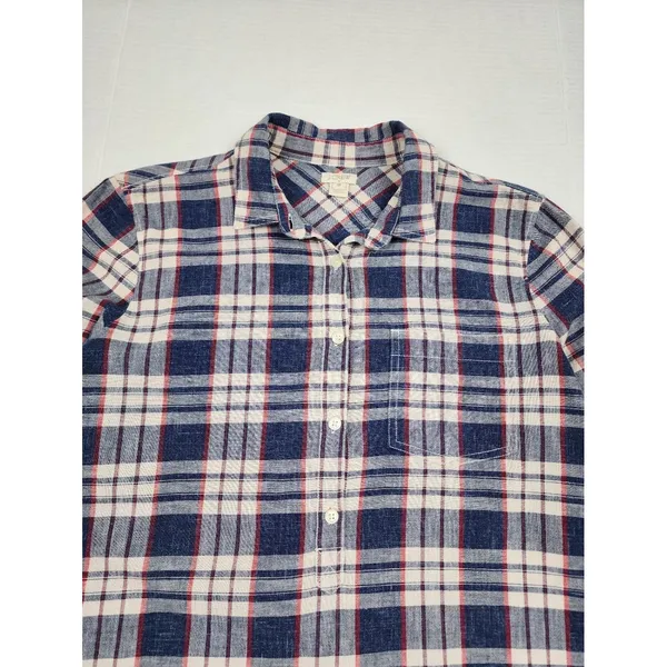 J.Crew Women's Plaid Shirt Homespun Boy Fit Popover Blouse 100% Cotton Size M - Image 12