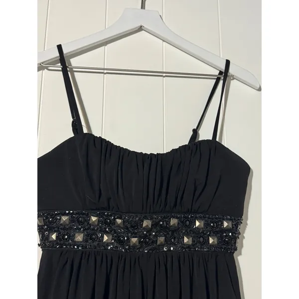 Roulette Cocktail Black Dress Embellished Beaded Waist Size 8 - Image 4