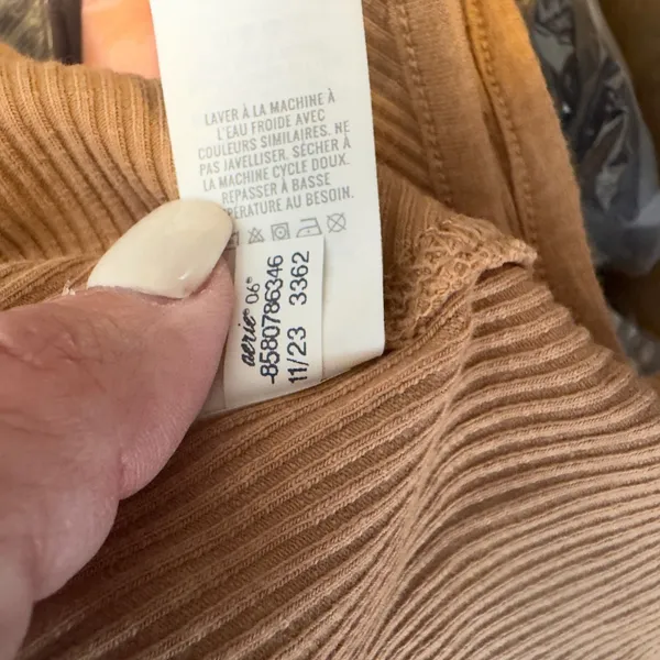 205 | Aerie Ribbed Corset Seam Crop Tank Top Tan Women XL Boho Summer Y2K - Image 6