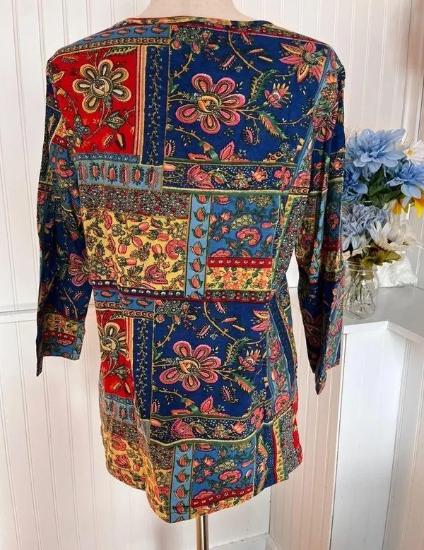 American Sweetheart Multicolored Top– Size Medium | 100% Cotton | Striped - Image 3