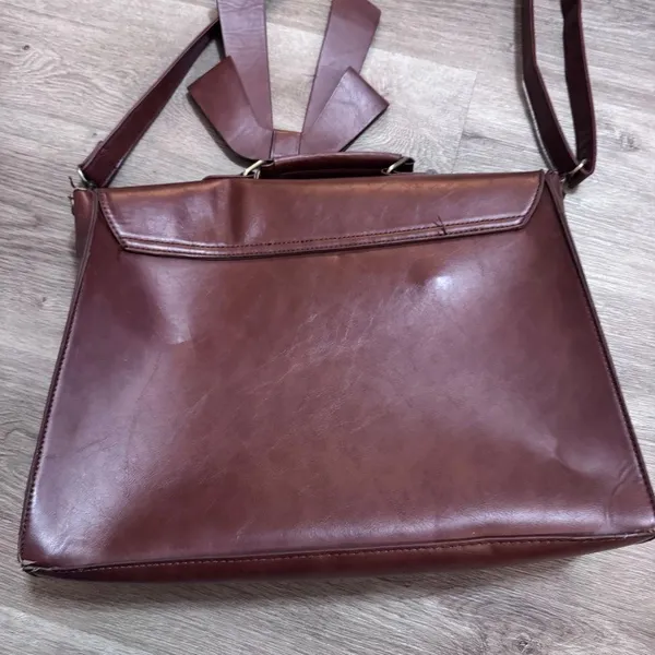 Ecosusi Leather Laptop Messenger Bag Briefcase Satchel Work Brown Bow - Image 7