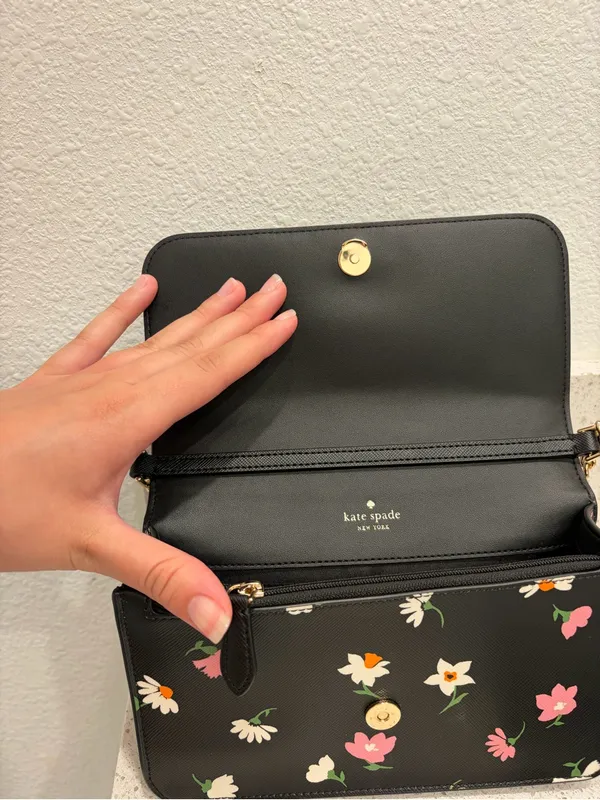 Kate Spade KF441 Madison Floral Waltz Flap Convertible Crossbody Black EUC - Image 6