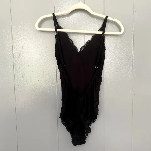 NEW Free People HAH Noir Black Back Off Floral Lace Lingerie Cheeky Bodysuit S - Image 5