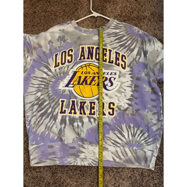 Hybrid Apparel NBA Sweatshirt Los Angeles Lakers Tie Dye Purple Gray Crewneck Fan‎ Gear Medium - Image 8