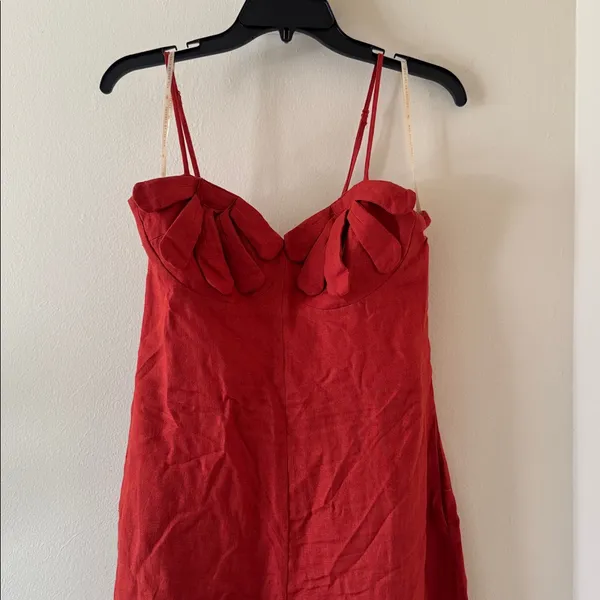 FARM RIO Red Petals Bodice Euroflax™ Premium Linen Jumpsuit, Size Medium , $260 - Image 10