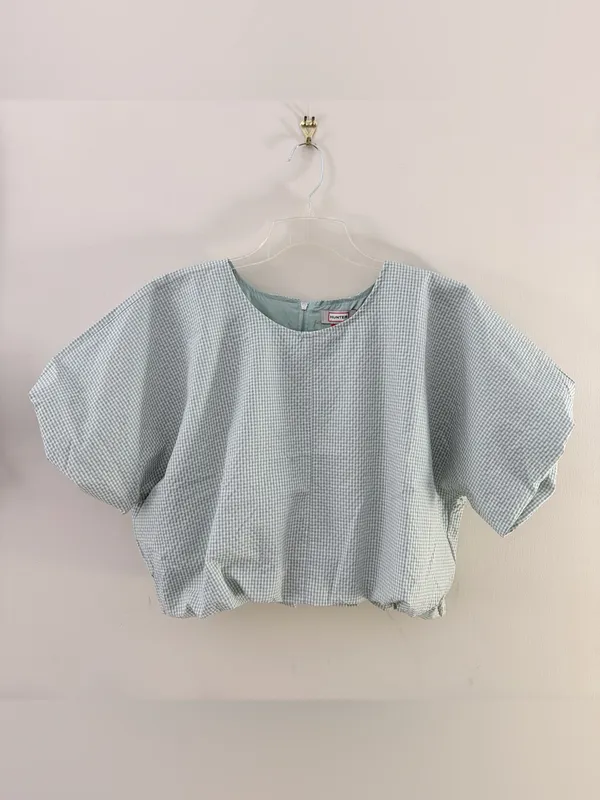 Hunter Crop Bubble Blouse in Surf‎ Spray XL NWT - Image 6