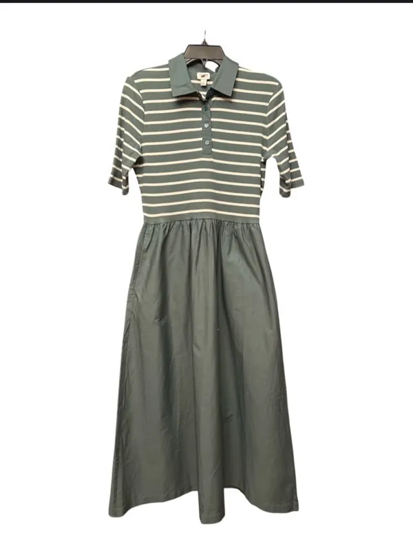 J Crew Factory Striped collared knit polo dress green white CR821 Size MP NWT - Image 2