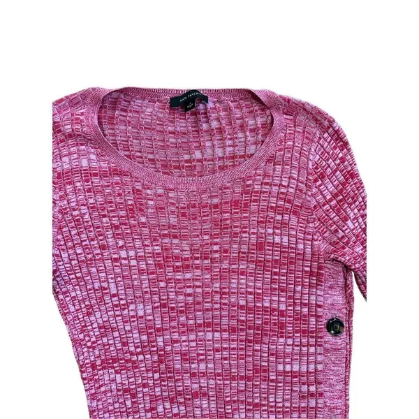 Ann Taylor Red Pink Marled Ribbed‎ Side Button Sweater sz M - Image 10