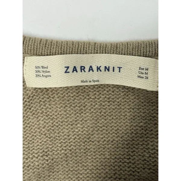 ZARAKNIT Cardigan Ruffle Sleeve Tan Size M Boho Chic Angora Wool Girlhoodcore - Image 6