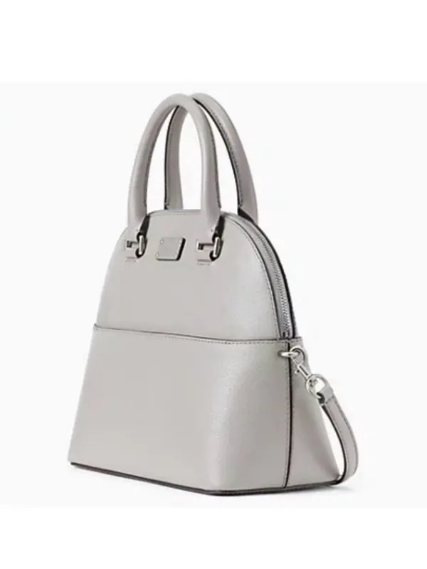 Kate Spade Grove Street Carli Gray Dome Leather Satchel with Crossbody Strap - Image 2