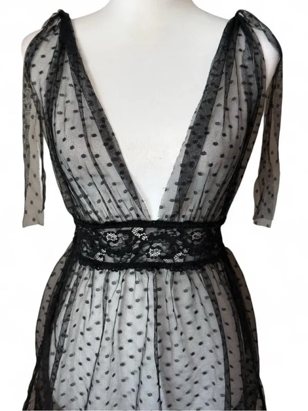 Black Mesh Polka Dot Babydoll Size M - Image 2