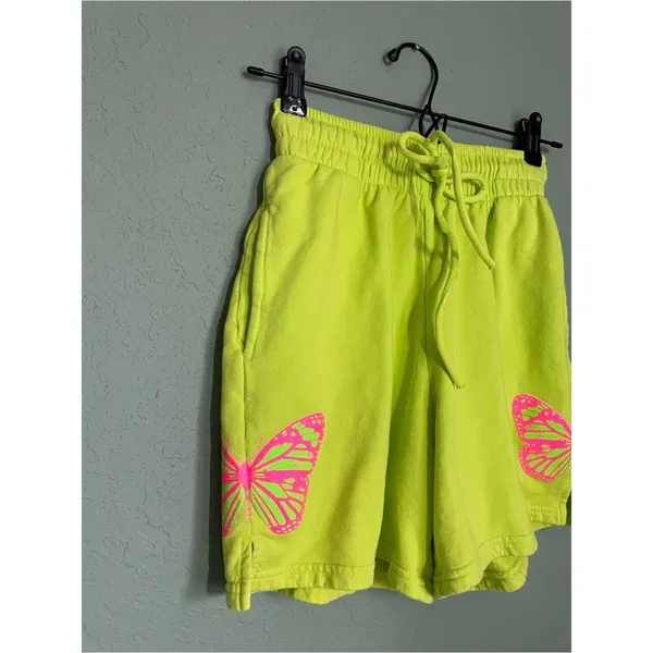 Frankies Bikinis Burl Sweatshort Size Small Grass Neon Green Butterfly - Image 4