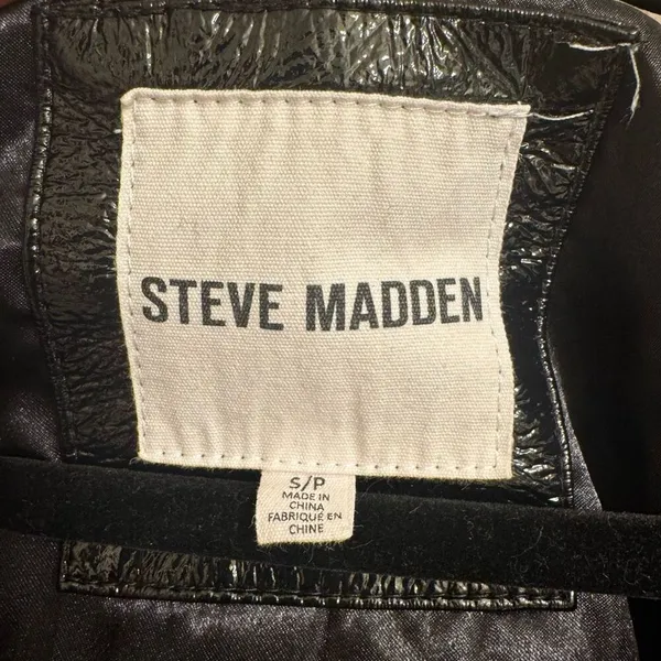 Steve Madden Black Hooded Long Pea-coat Button-Front Coat Small - Image 3