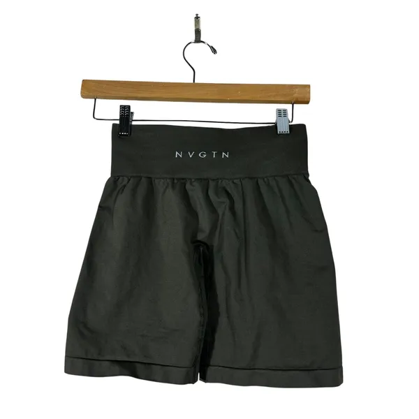 NVGTN Seamless Solid Biker Shorts Dark Olive Green Athletic Gym Yoga Size XS - Image 3