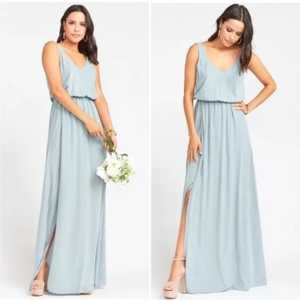 Show Me Your Mumu Kendall Maxi Dress in Silver Sage Crisp Bridal size XL NEW - Image 2