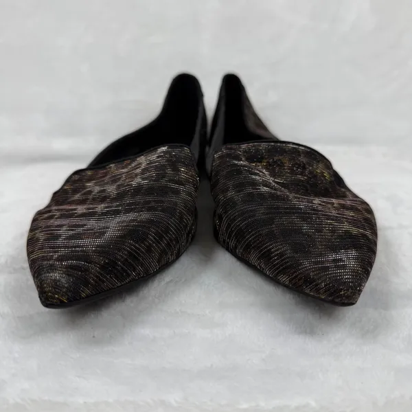 ALDO Leopard Print Metallic Pointed Toe Flats‎ Gold Bronze Size 9 Womens - Image 2