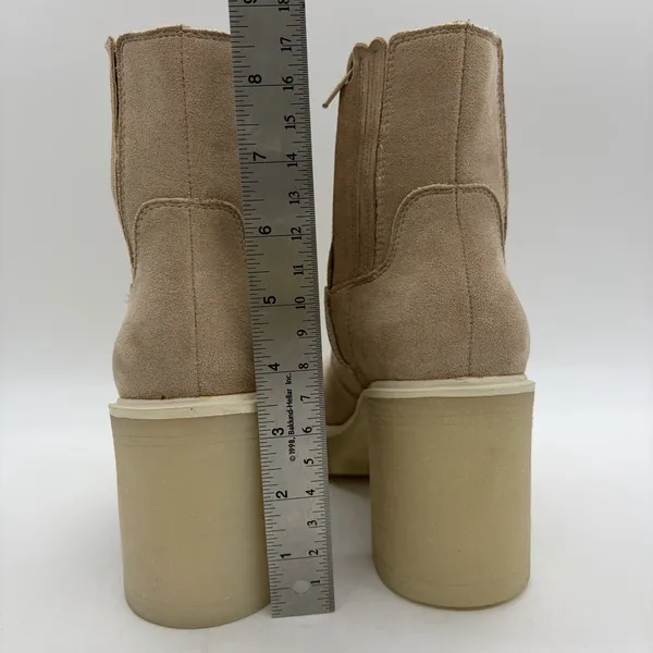NWOT Oasis Society Womens 8.5 Booties‎ Pink Beige Fabric Platform Heels Ankle - Image 5