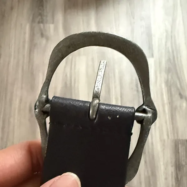 Free People Black Leather Belt with Silver Buckle M/L - Image 4