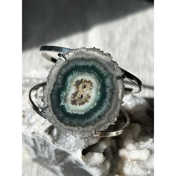 Stalactite Flower Quartz Silver Electroplated Cuff Bracelet Brazilian - Image 2