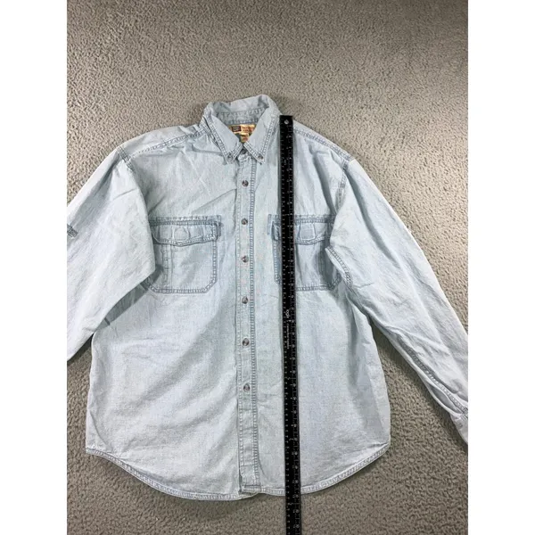 Faded Glory Vintage Denim Shirt Women XL Light Wash Button Up Workwear Chore Western Utility - Image 6