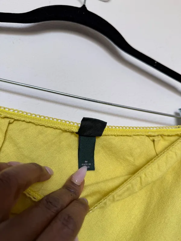 Yellow Linen Maxi Skirt High Slit - Image 5