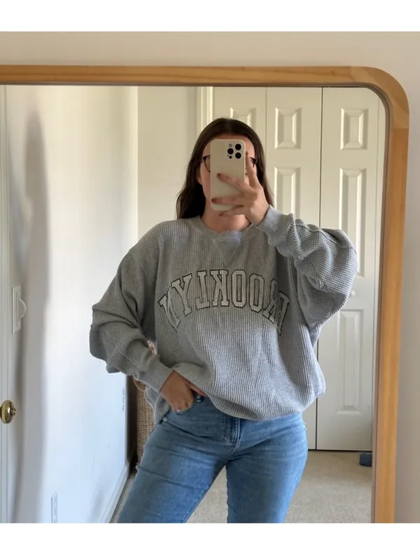 Aerie Brooklyn The Sweat Waffle Crew Oversized Sweatshirt Medium - Image 3