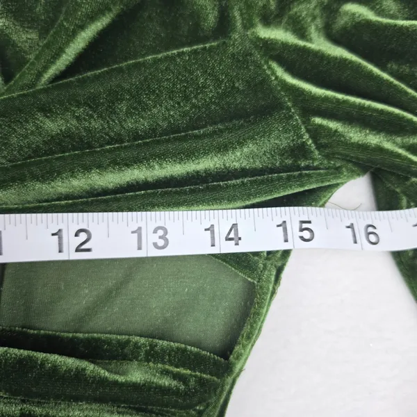 PrettyLittleThing NWT Olive Velvet Twisted Cut Out Ruched Bodycon Dress Size 4 - Image 7