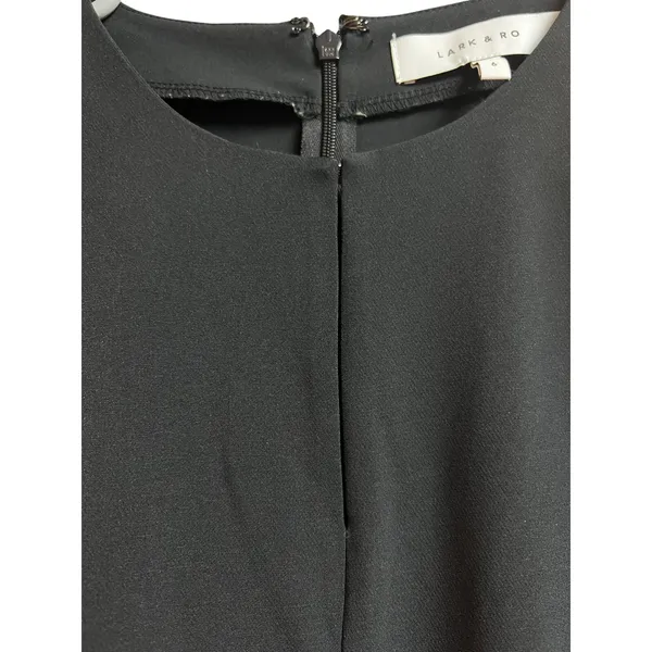 Lark & Ro Women's Puff Sleeve Split Neck Belted Crop Length Jumpsuit Black 6 - Image 5