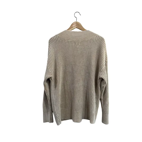 Aerie Womens Tan Marled Shaker Knit V-Neck Sweater Size M Long Sleeve Pullover - Image 2