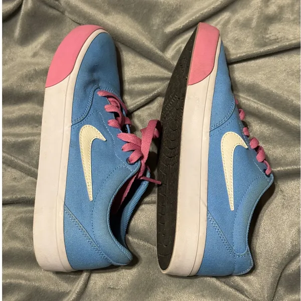 Nike Size 7 Women SB Zapatillas Charge Canvas Light Blue Pink‎ Tie Causal - Image 5