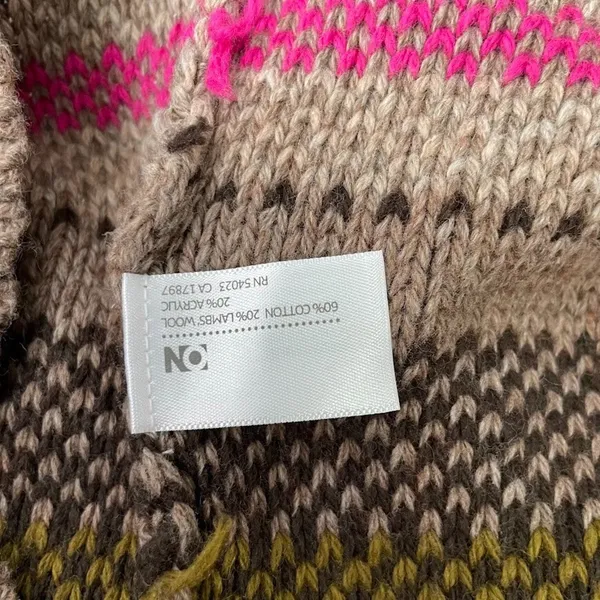 Old Navy Y2K Sweater Size Medium Striped Short Sleeve Lambswool Button Cardigan - Image 6
