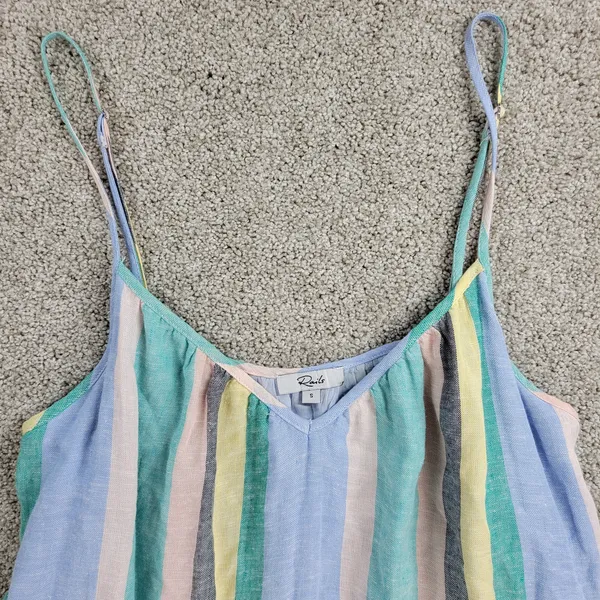 Rails Womens Ari Dress Small Blue Jamaica Stripe Spaghetti Strap V Neck Sundress - Image 5