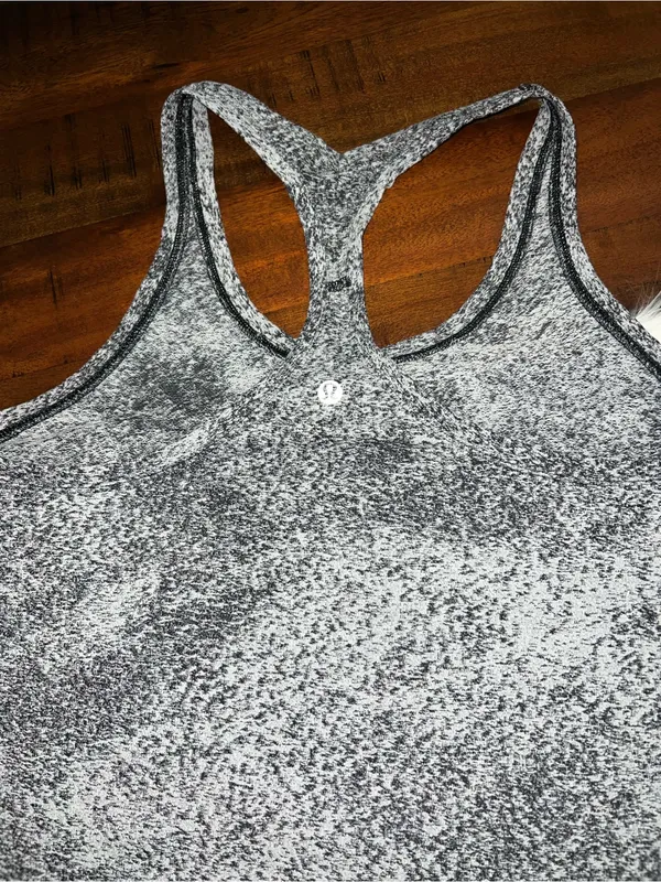 Lululemon Cool Racerback II Tank Spray Jacquard White Black Luon Est. Size 10 - Image 3