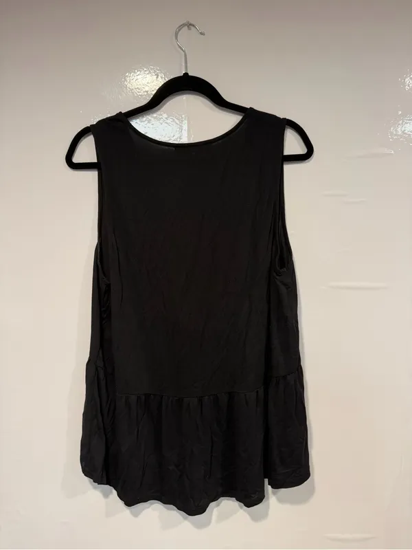 LOFT Black Sleeveless Surplice Peplum Top - Image 3