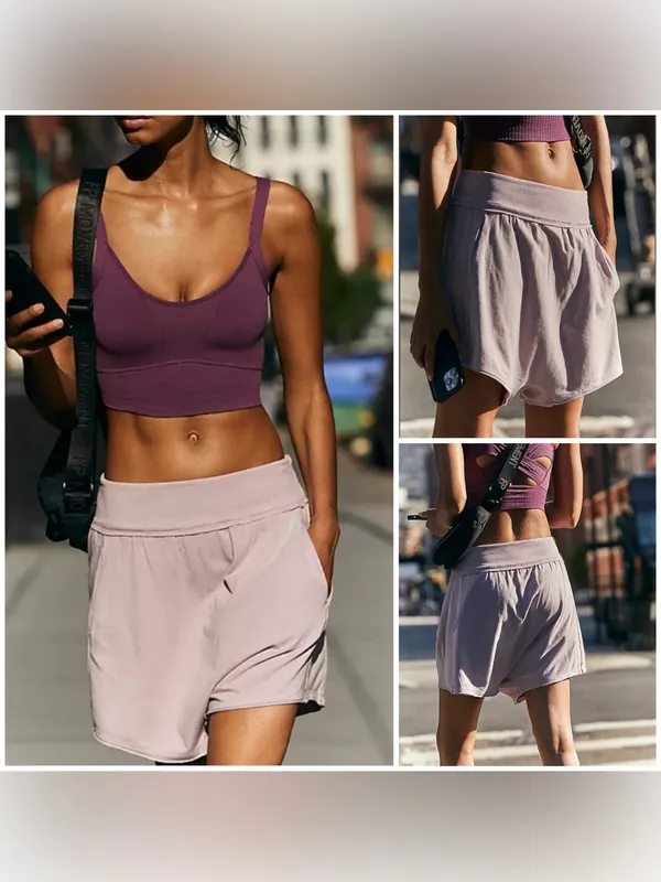 NWT Free People FP Movement Hot Shot Harem Shorts - oyster gray purple - XS - Image 2