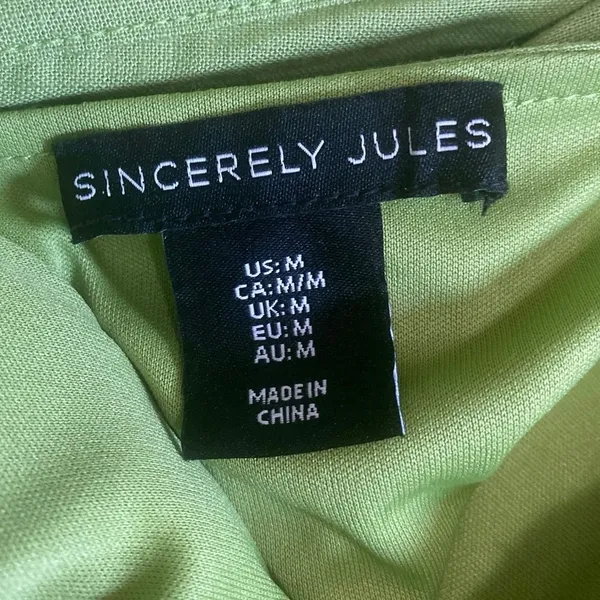 Sincerely Jules Green Linen Pleated Corset Mini Bubble Tank Flare A-Line Dress M - Image 5