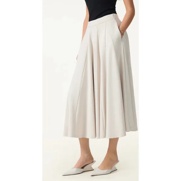 OGL Move Beige Pleated Midi Skirt Casual Pull On A Line Skirt Women Size S - Image 4