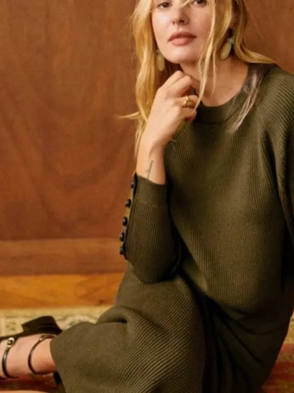💕SEZANE💕 Ribbed Knit Set: Sami Jumper (Medium) + Naelle Skirt (Large) Green - Image 10