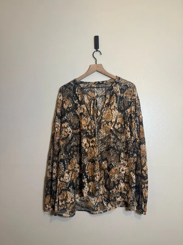 Free‎ People Out For The Night Snake Print Mesh Oversized Top - Image 3