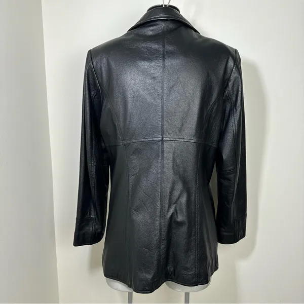 Wilson's Leather MAXIMA Genuine Leather Jacket Mid Length 90s Y2K Size Large Black - Image 2