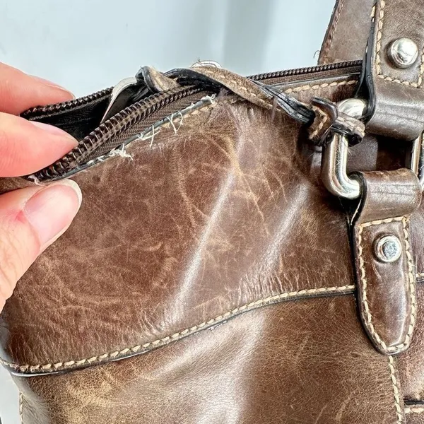 Vintage Fossil Women's Leather‎ Messenger Shoulder Bag Handbag Dark Brown Medium - Image 5