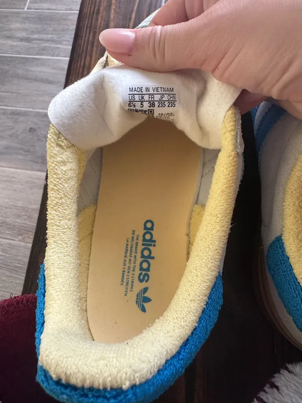 Blue and yellow platform adidas gazelle  - Image 5