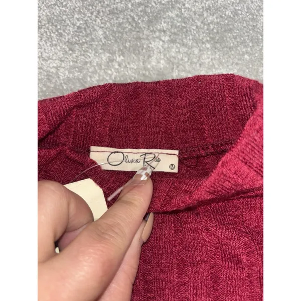 NWT Olivia Rae Top‎ – Women's M Fitted Cropped - Red Long Sleeve Ribbed - Image 5