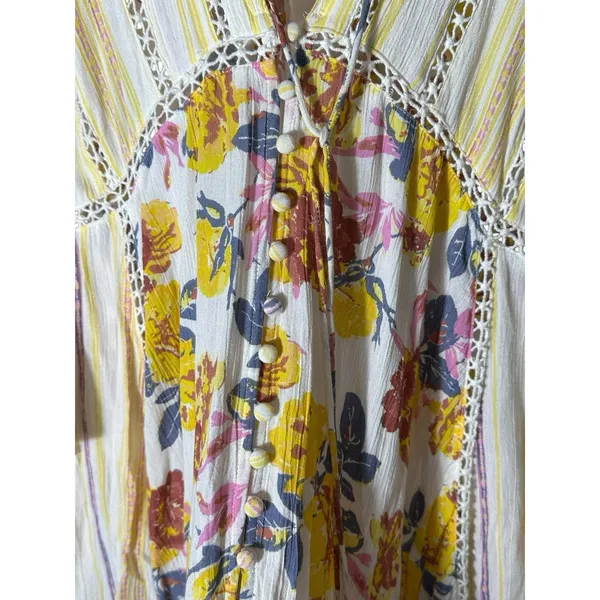 Free People Lovestoned Lace Crochet‎ Bell Sleeve Tunic Small Dress Boho #WX12-5 - Image 5