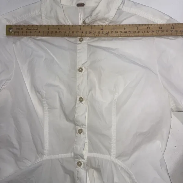 FREE PEOPLE White All The Time Tunic Peplum Button Up Boho Cottagecore Shirt XS‎ - Image 9