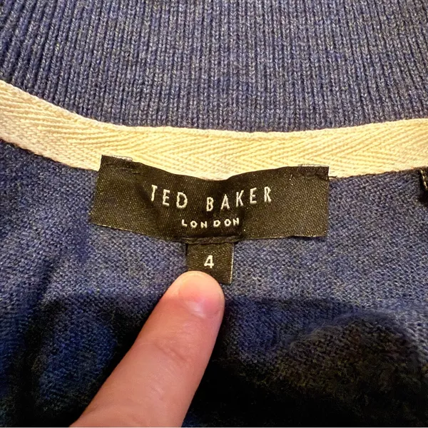Ted Baker Tooting 1/4 Zip Sweater 100% Merino Wool Pullover Sz 4‎ Preppy Comfy - Image 6