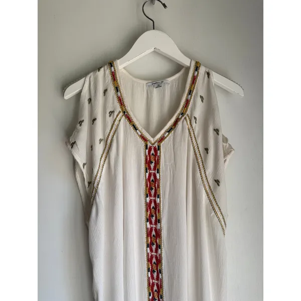 O'Neill Embroidered Gauze Cover-Up Dress Women's XS Ivory Boho Beach Resort - Image 5