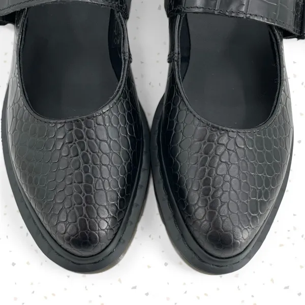 Dr. Martens Elphie Black Croc Mary Janes Pointed Almond Toe Leather Flats Size 5 - Image 2