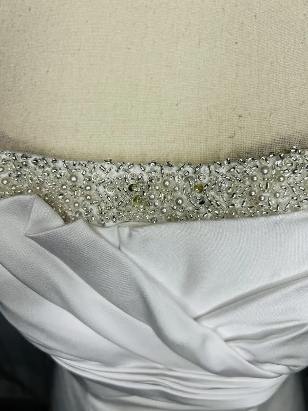 Davids Bridal Wedding Dress Sz 4 Beaded Bustline A-Frame Full Skirt White - Image 6