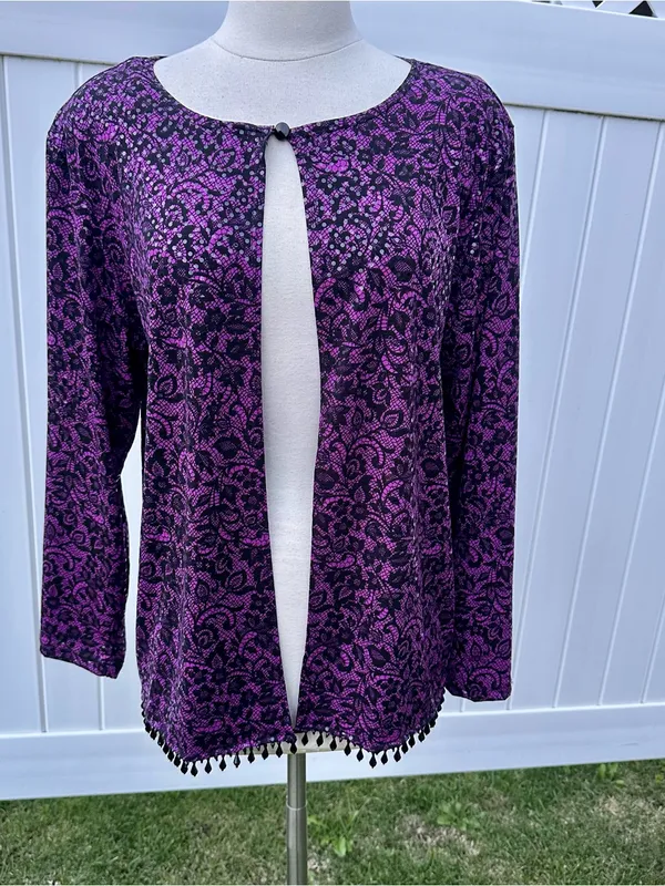MSK Open Front Vintage Cardigan Evening Jacket Purple Size undefined - Image 3